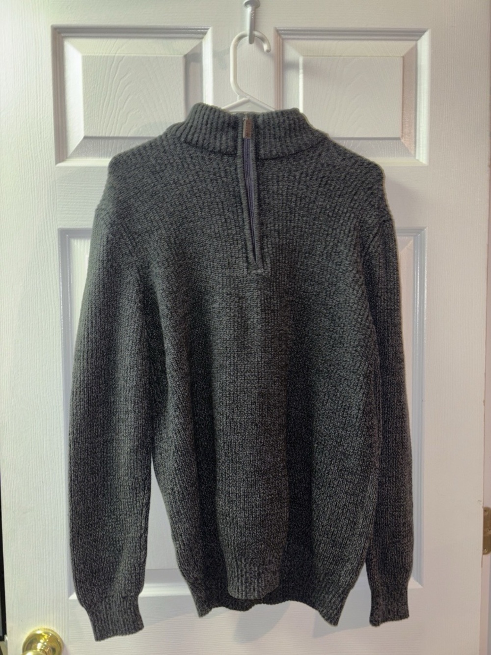 Izod Men's Dark Gray Quarter Zip Ribbed Knit Sweater Size L